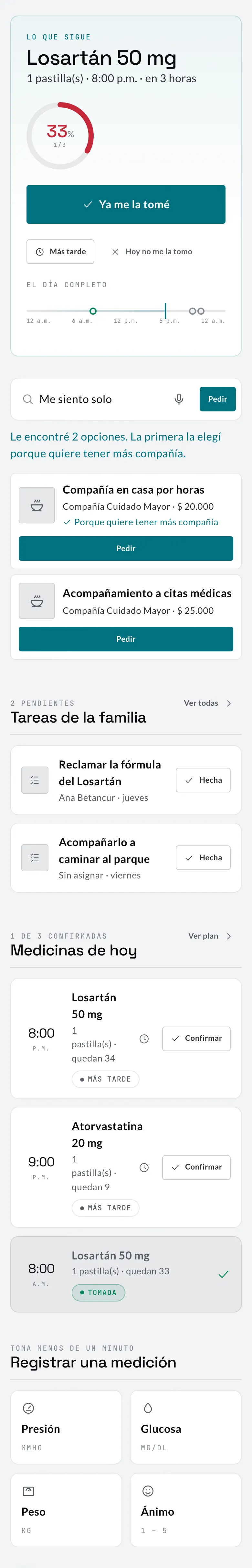 Pantalla de Savia tras decir «Me siento solo». Busca compañía en casa y le dice por qué la eligió.